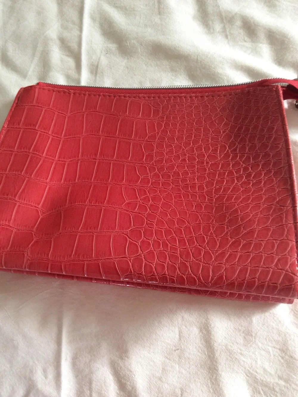 Women's Croc-Embossed Pink Zip Pouch- Nordstrom - NWT